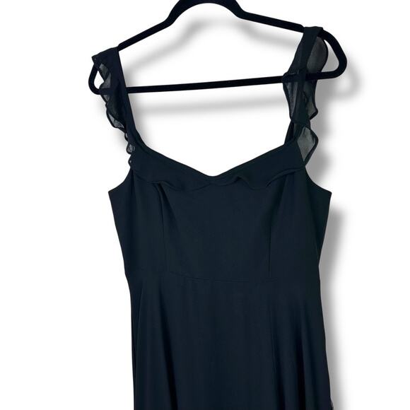 Lulus NWT Dreamy Admiration Black Ruffled Sweetheart Chiffon Maxi Dress Large - Picture 5 of 11